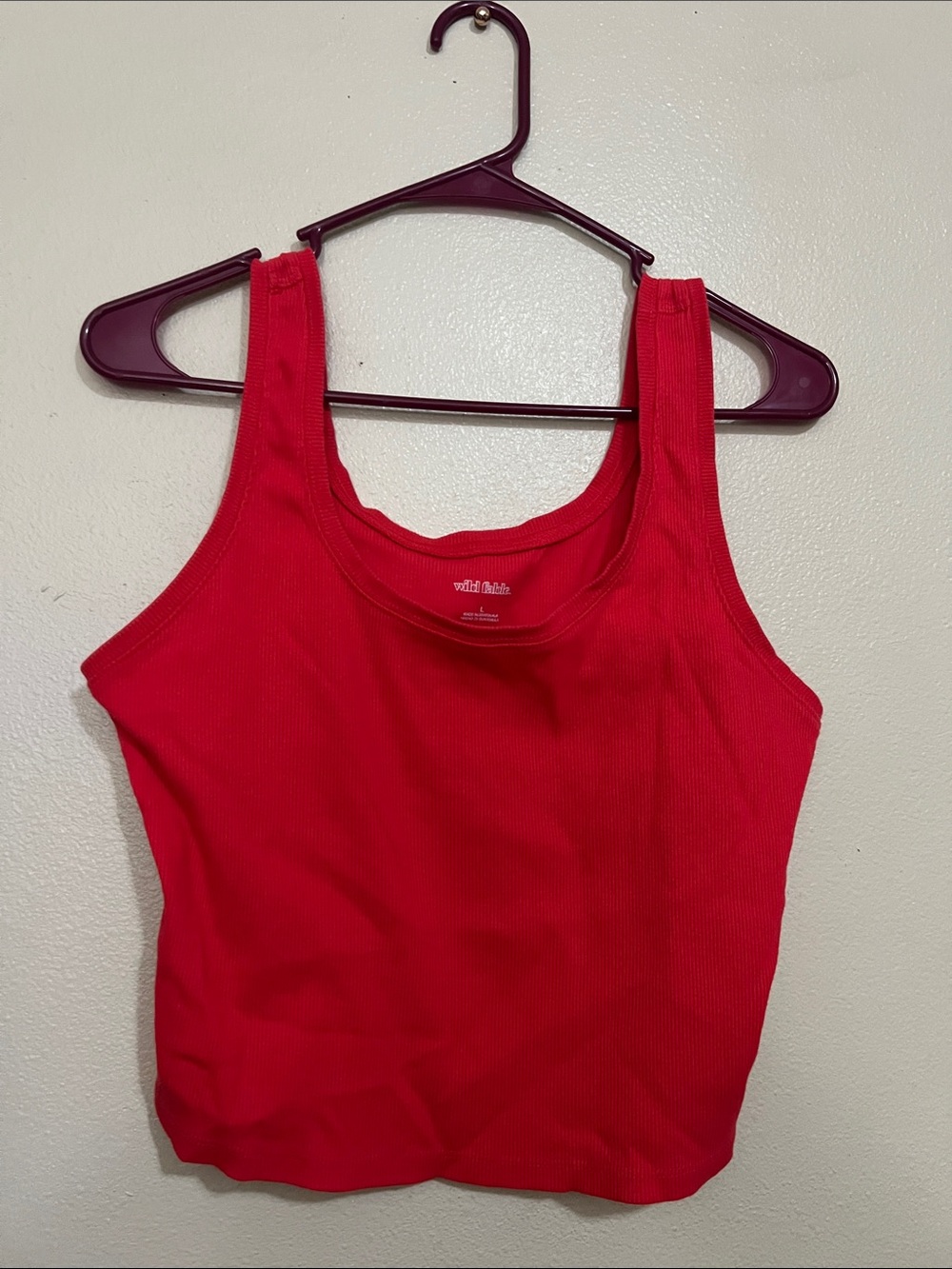 wild fable Red Ribbed Scoop Tank Top